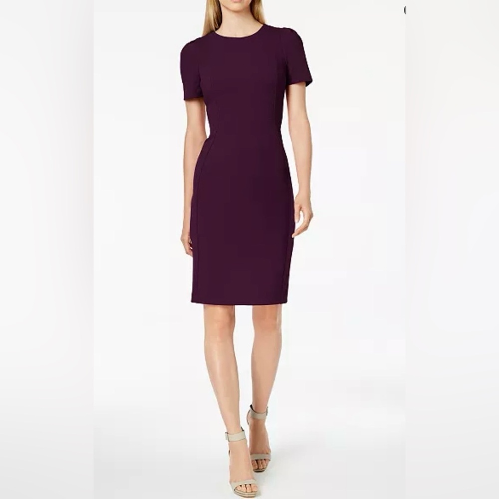 Calvin Klein Women's Round-Neck Short-Sleeve Sheath Dress